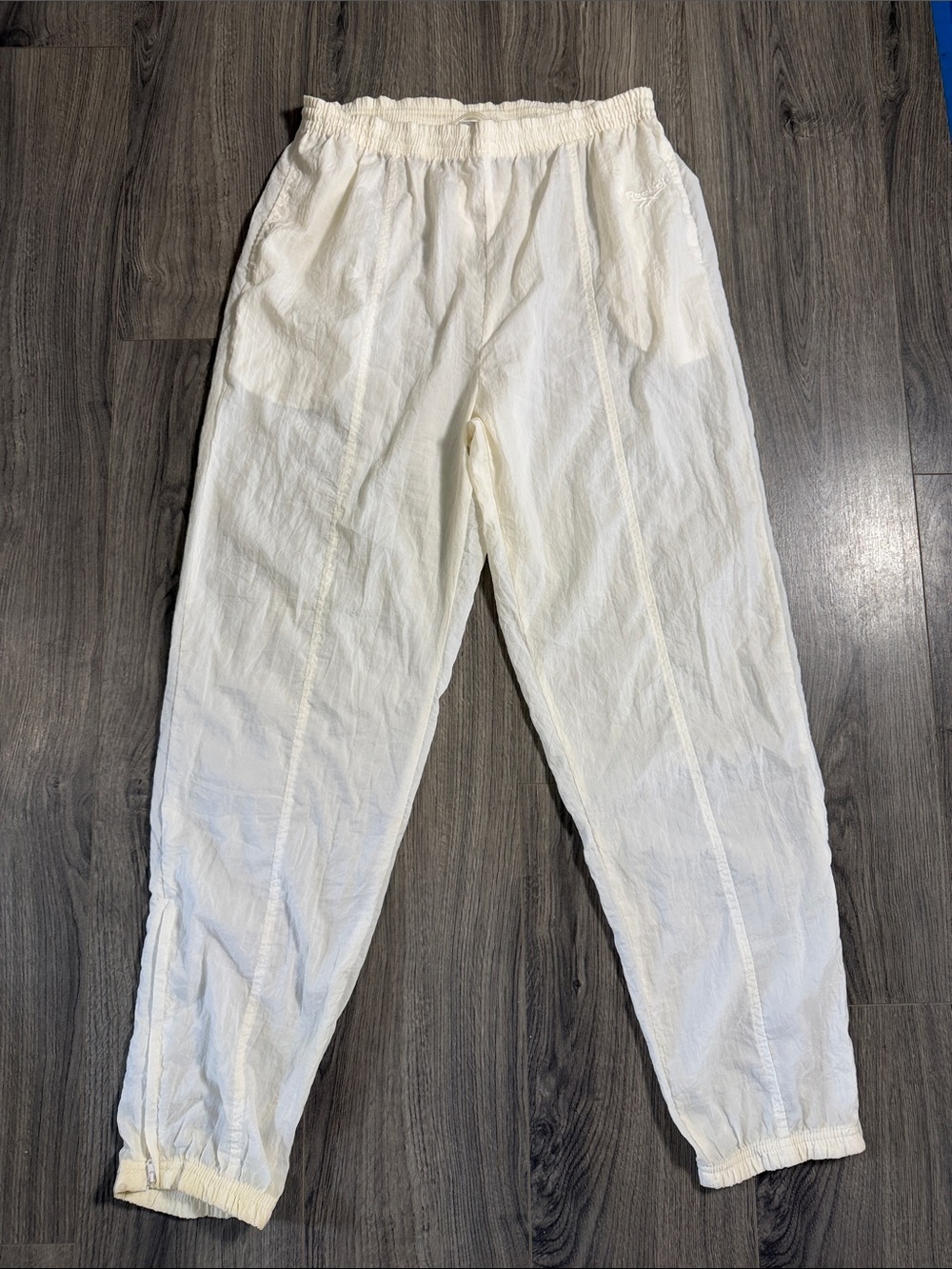 Reebok Men's White Elastic-Waist Jogger Pants